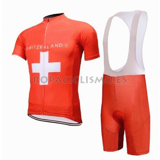 2018 Maillot Suiza Tirantes Mangas Cortas Rojo